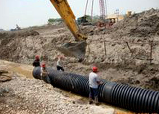 HDPE雙壁波紋管施工現場